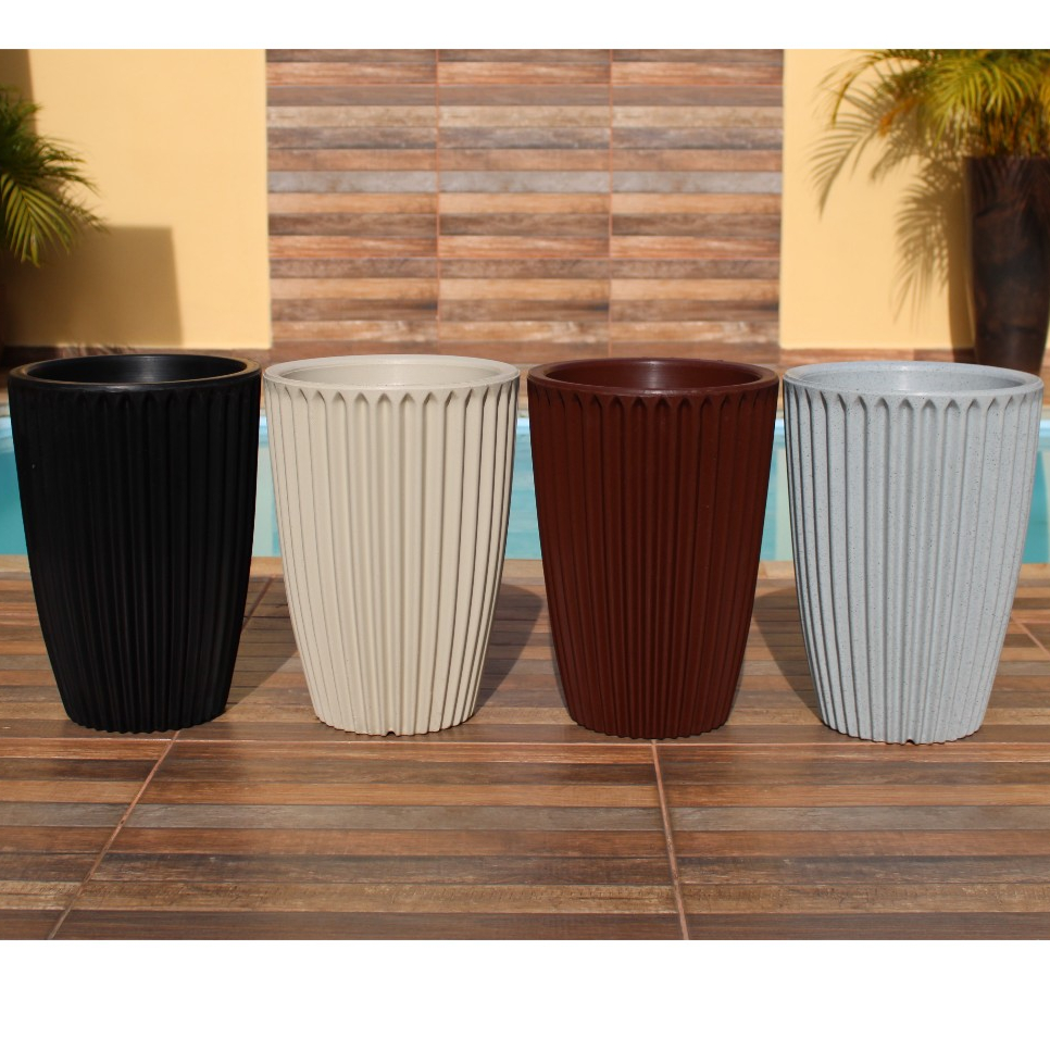 Vaso para Plantas de Polietileno Decorativo  Coluna Romana N2 Alto Relevo 3D Luxo