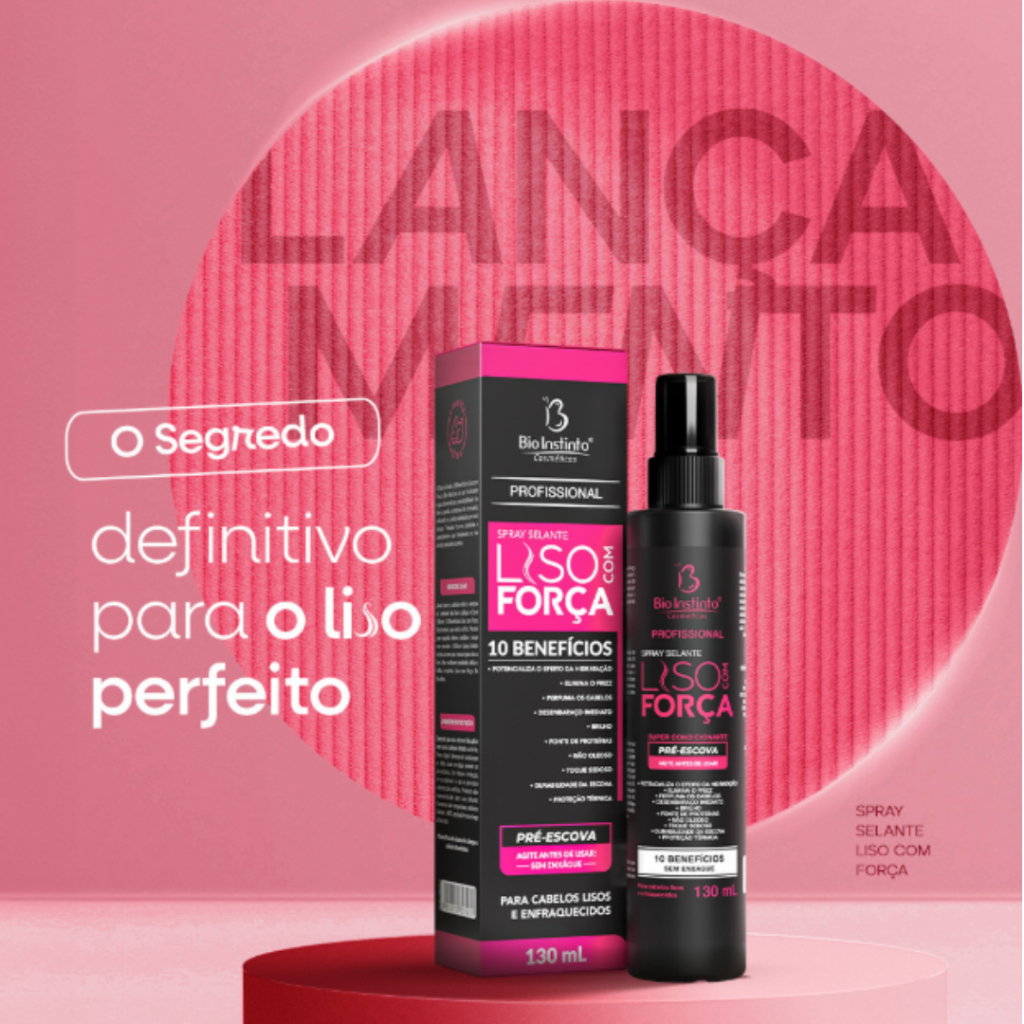 Óleo para cabelo Reparador de pontas profissional + Protetor termico cabelo Liso com força Bio Instinto