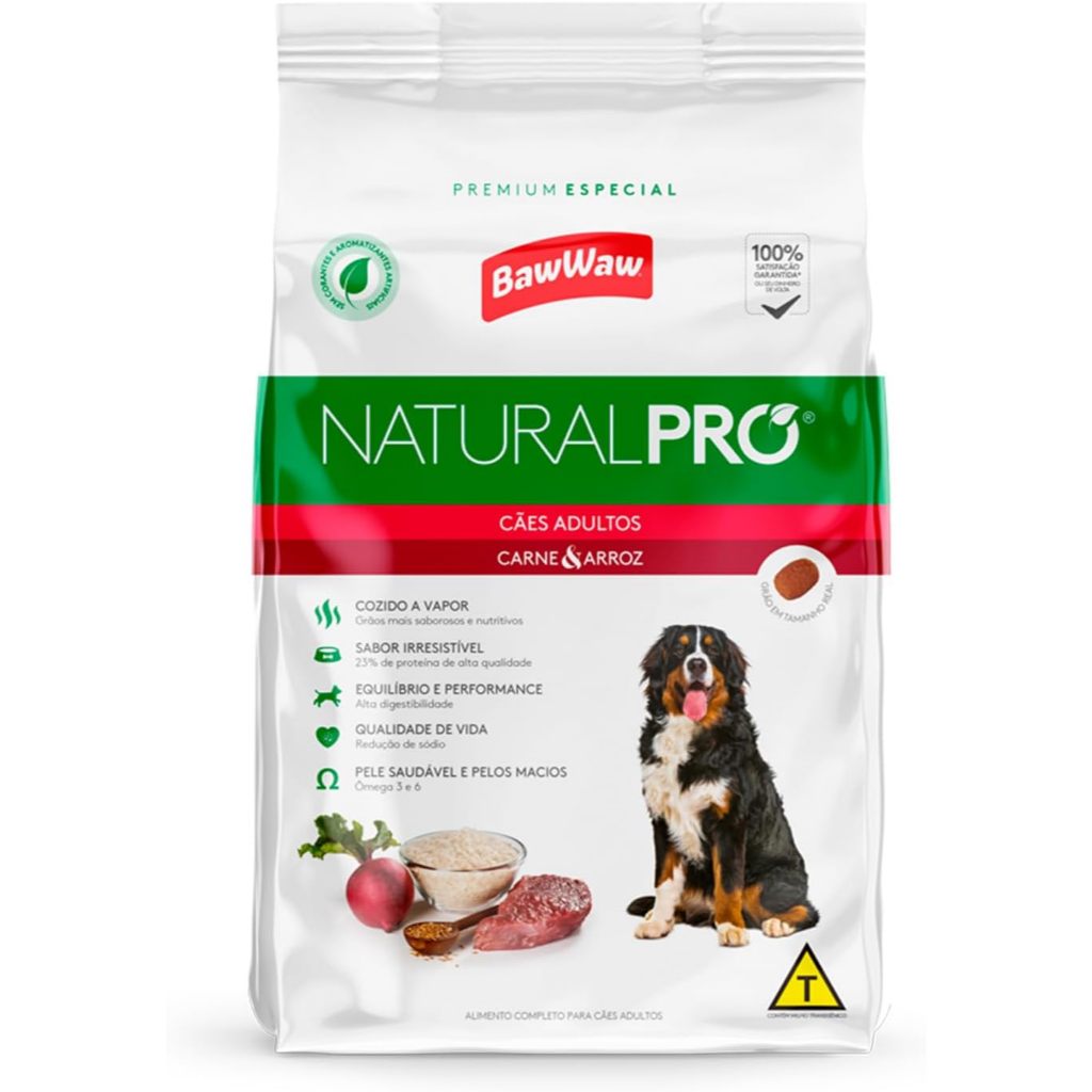 Baw Waw ração para cães adultos natural pro premium sabor carne/ frango e arroz 1kg - 2,5kg