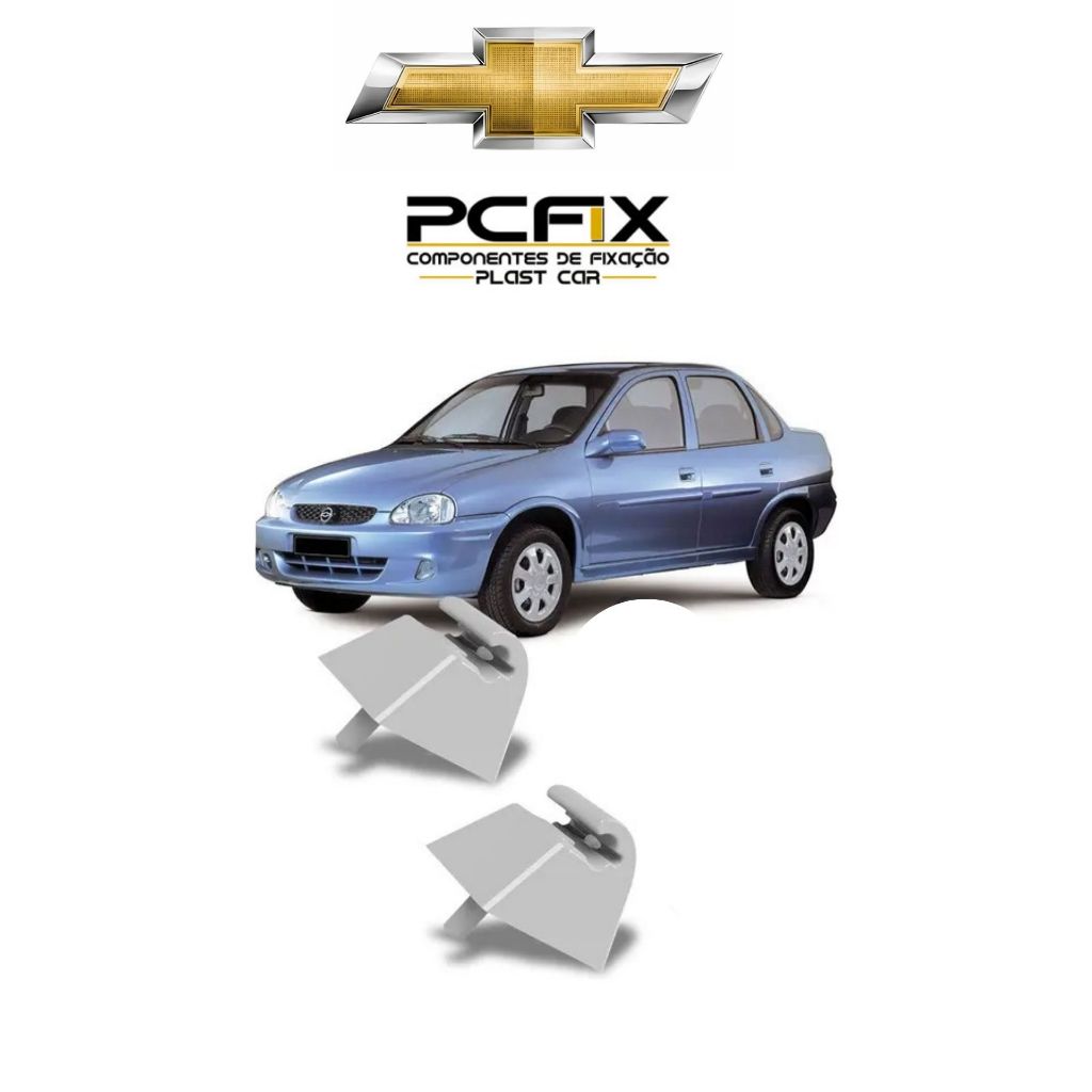 Par 2 unidades Suporte do Quebra Sol Gm Corsa Classic 1995 até 2010 e Corsa Wind 94/02 Cinza Claro