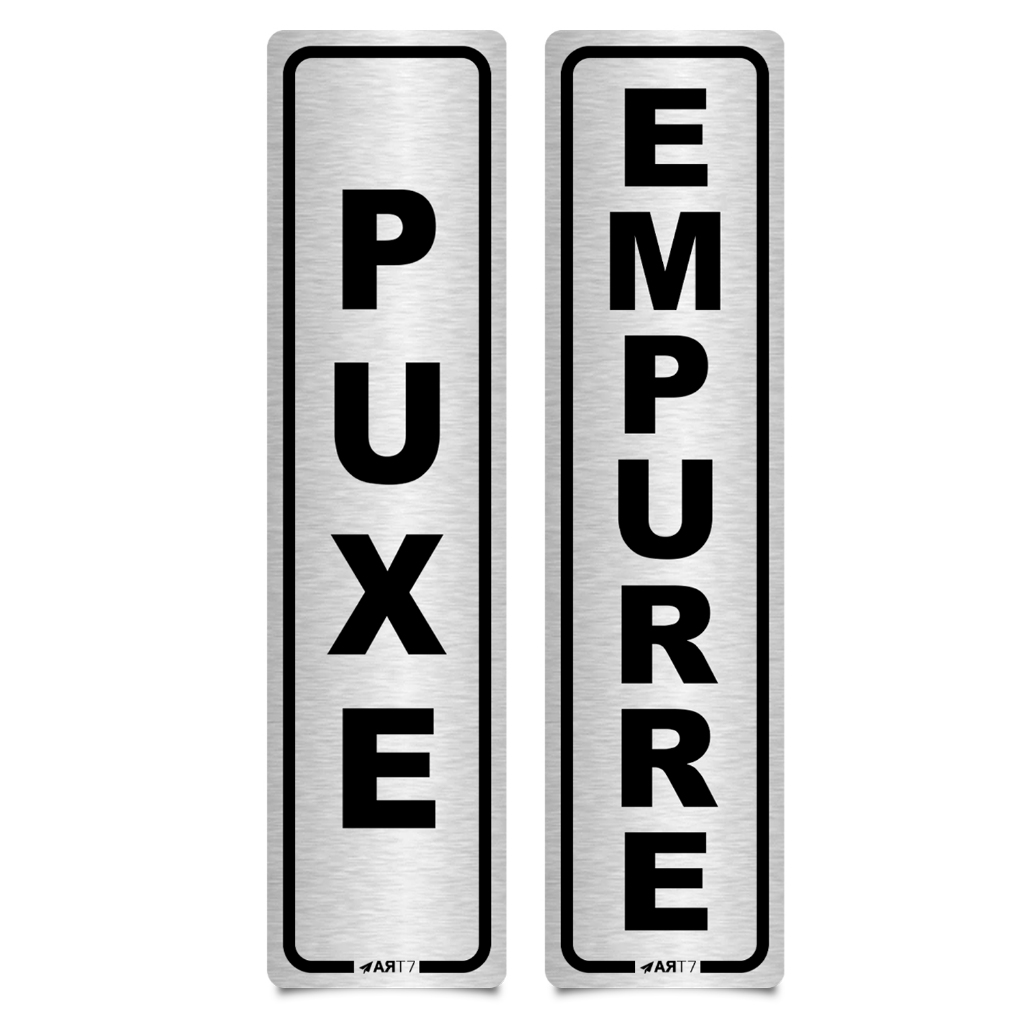 Kit Placa Puxe e Empurre para Porta Sinalização Locais Entrada Saida