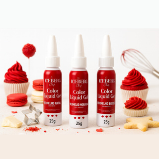 Corante Vermelho confeitaria, Corante Extra Forte Em Morango Natal E Bordo Iceberg linha chef 25g em Oferta na Shopee