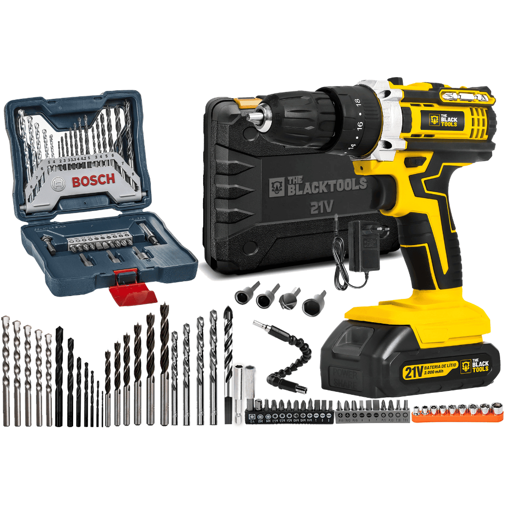 Parafusadeira Impacto 21v Tb-21pw Gradiente Profissional  Bivolt + Xline 33 Peças Bosch em Oferta na Shopee