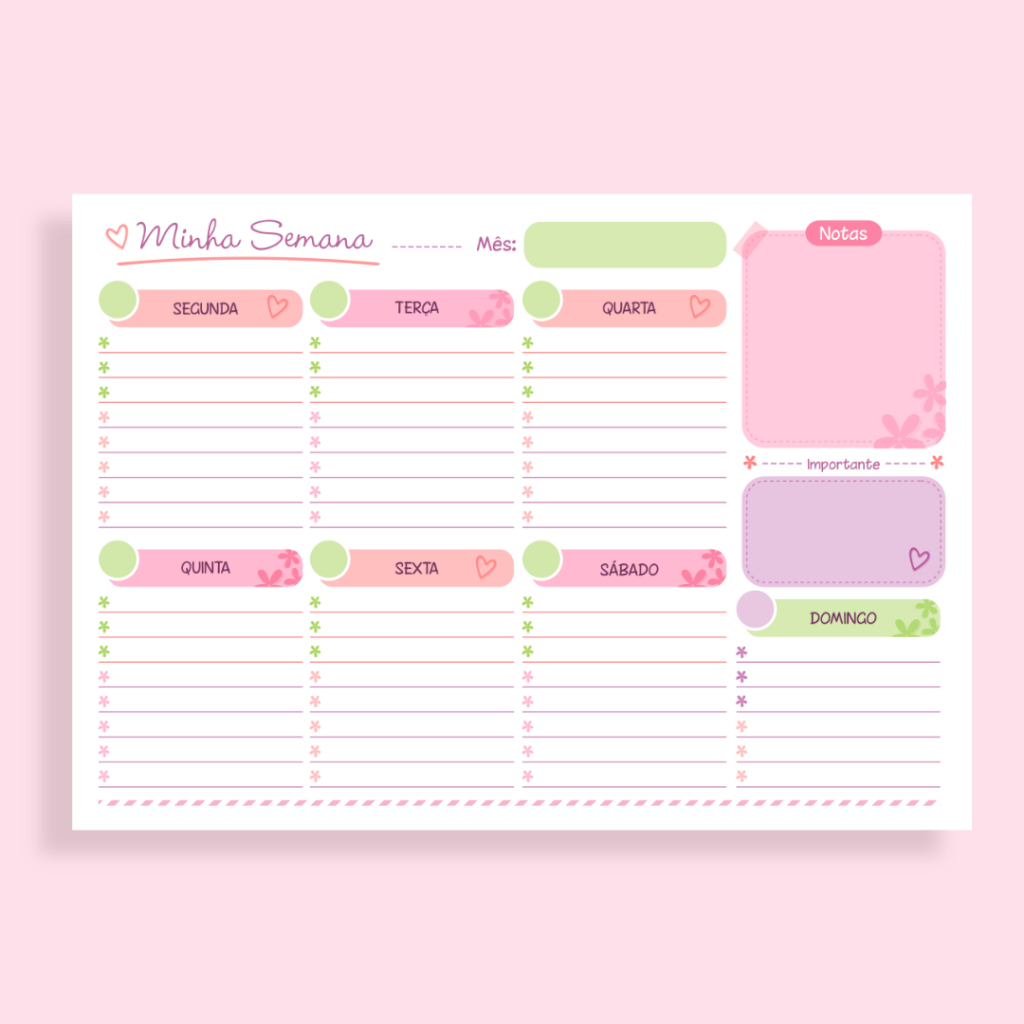 Planner Diário | Planejamento Semanal | Planner de Mesa - Pronta Entrega - 100 Páginas - 15x21cm