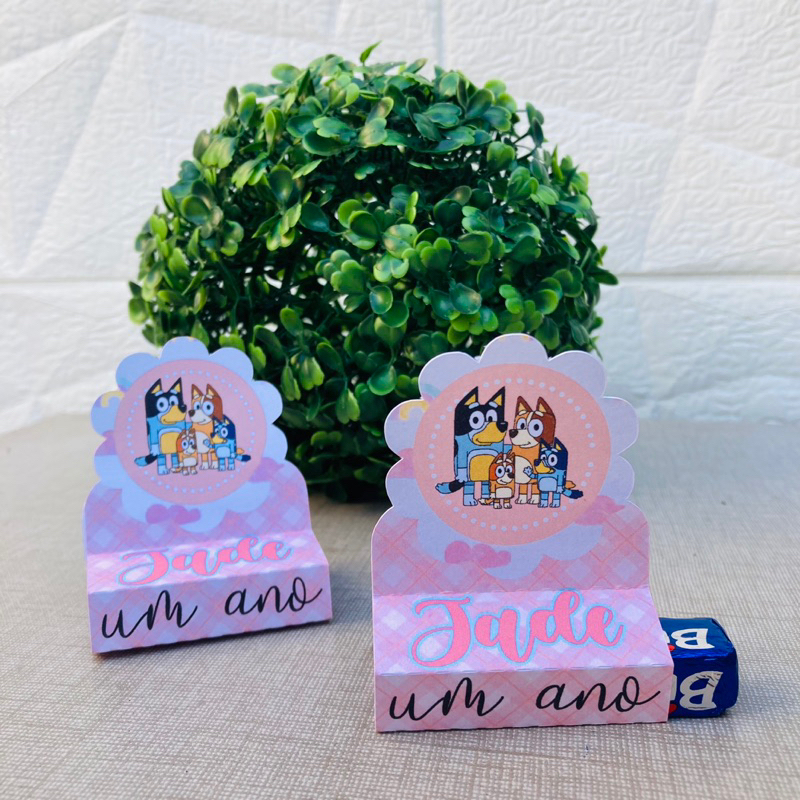 30 Porta bis duplo Lembrancinha Personalizada PEGUE E MONTE  Batizado Aniverssário Bluey Rosa Menina
