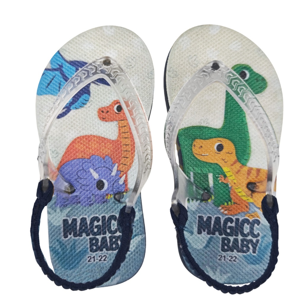 Chinelo Bebê Infantil Menino Sandália Infantil Menino com Elástico Dinos Confortável Magicc MB-010