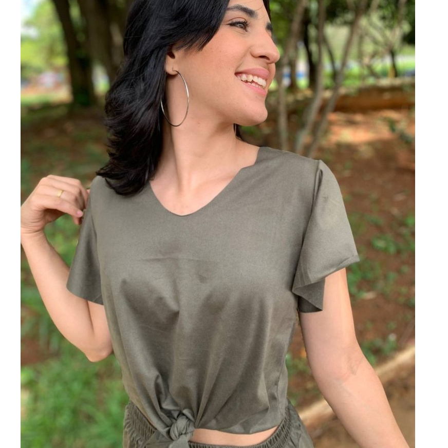 Blusa Suede Manga Flare