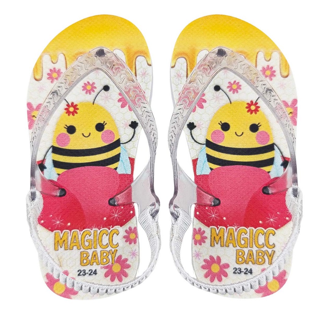 Chinelo Bebê Infantil Menina Sandália com Elástico Abelhinha Magicc MB-044