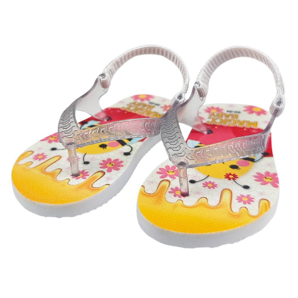 Chinelo Infantil Bebê Menina Criança Sandália com Elástico Abelhinha Abelha Mel Bee Magicc MB-044