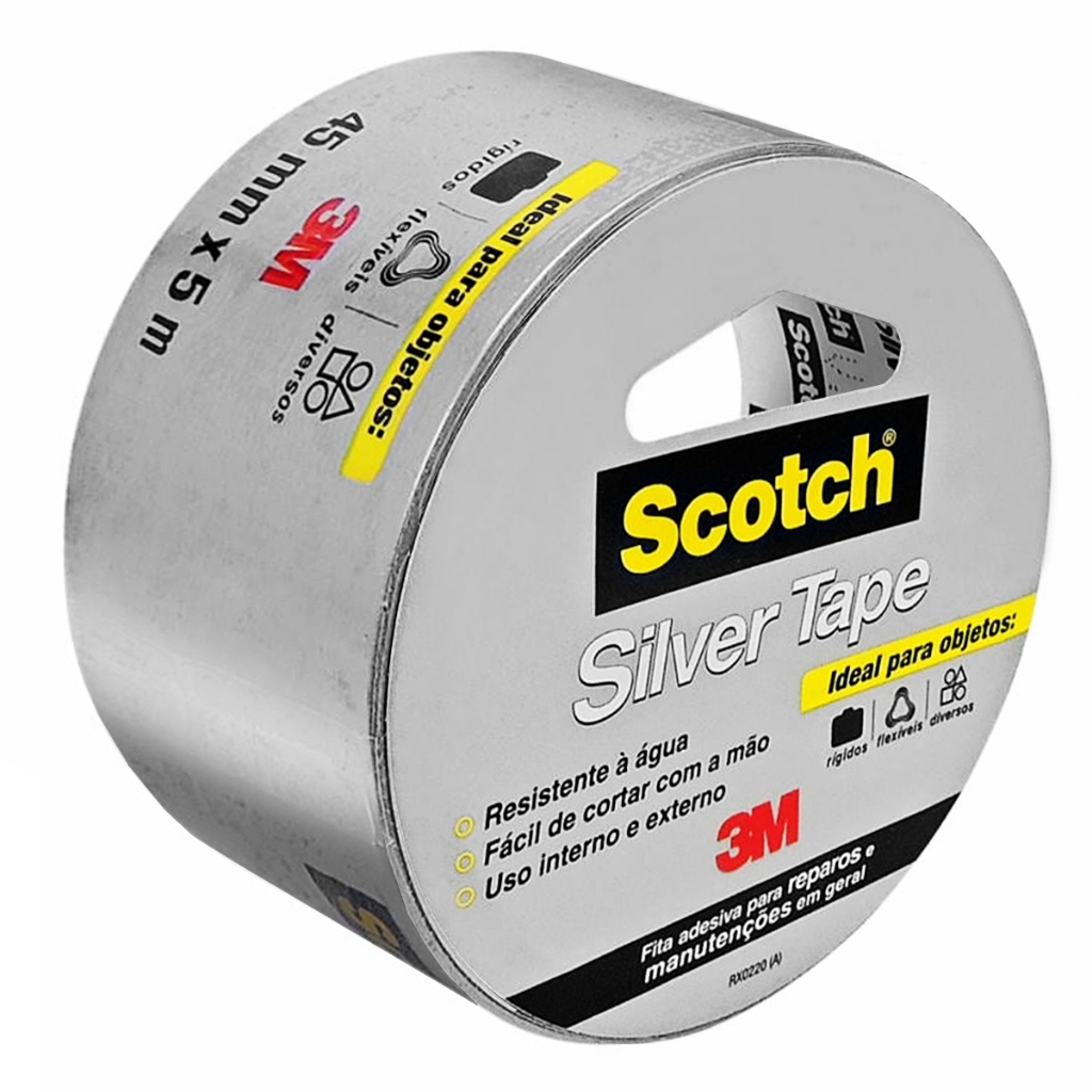 Fita Silver Tape 3M Scotch 5 Metros x 45mm Reparos Manutenção Resistente à Água em Oferta na Shopee