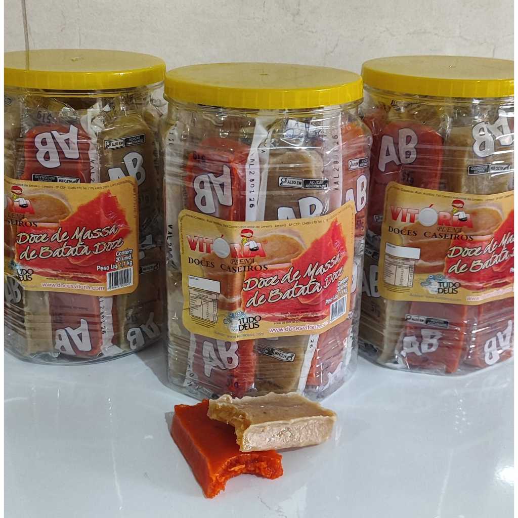 Doce de AB Mista. Massa de batata Doce 20 uni  - Pote 1.1kg