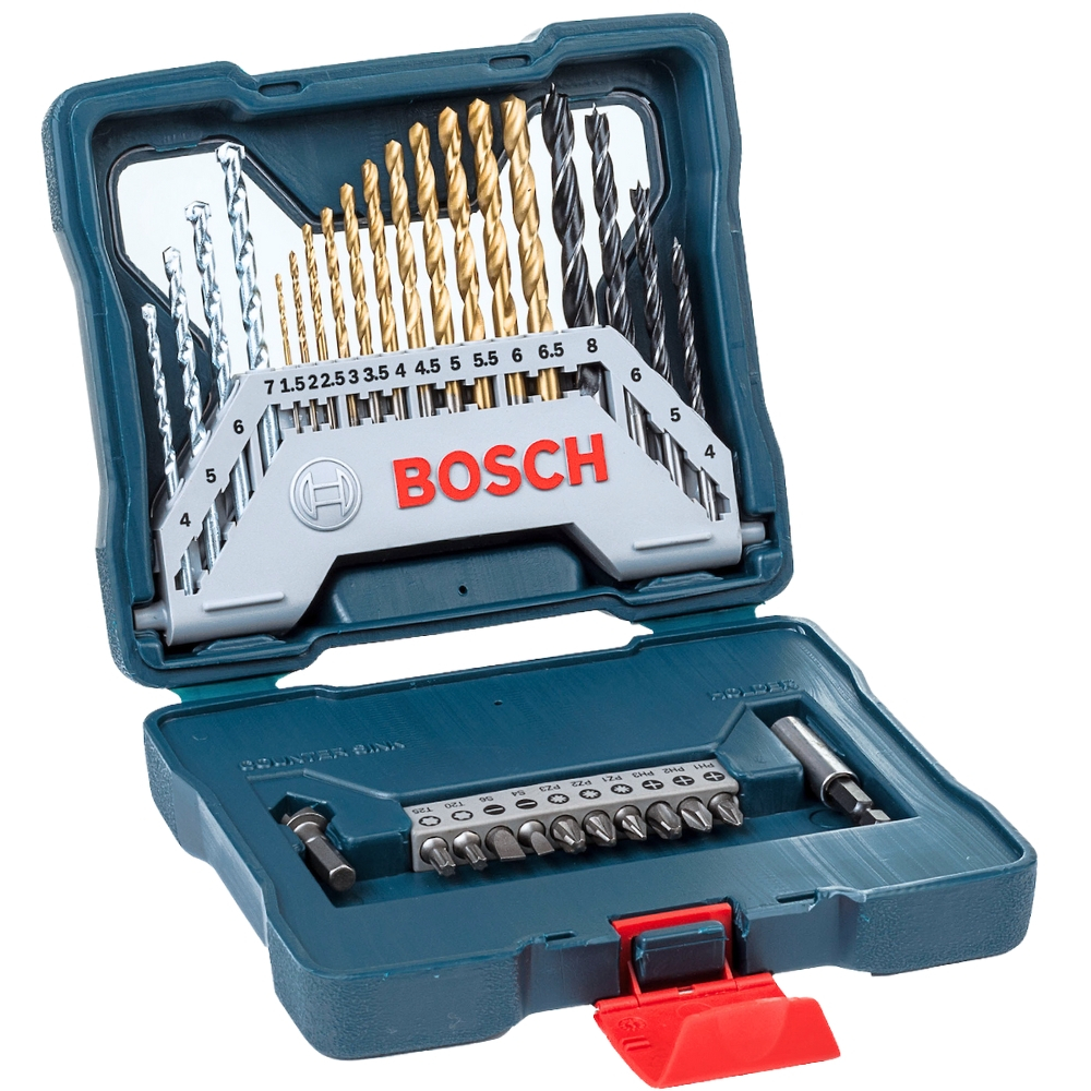 Detalhes do Furadeira 1/2 POL de Impacto 550W com Reversão GSB550 + Estojo 30 Peças X-Line Titânio BOSCH