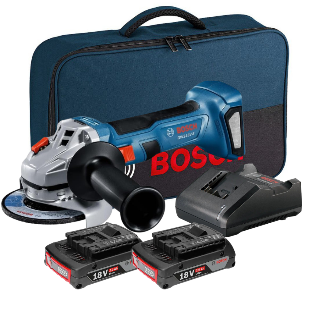 Esmerilhadeira Bosch 18V Brushless GWS 18V-8 com 2 Baterias e Bolsa