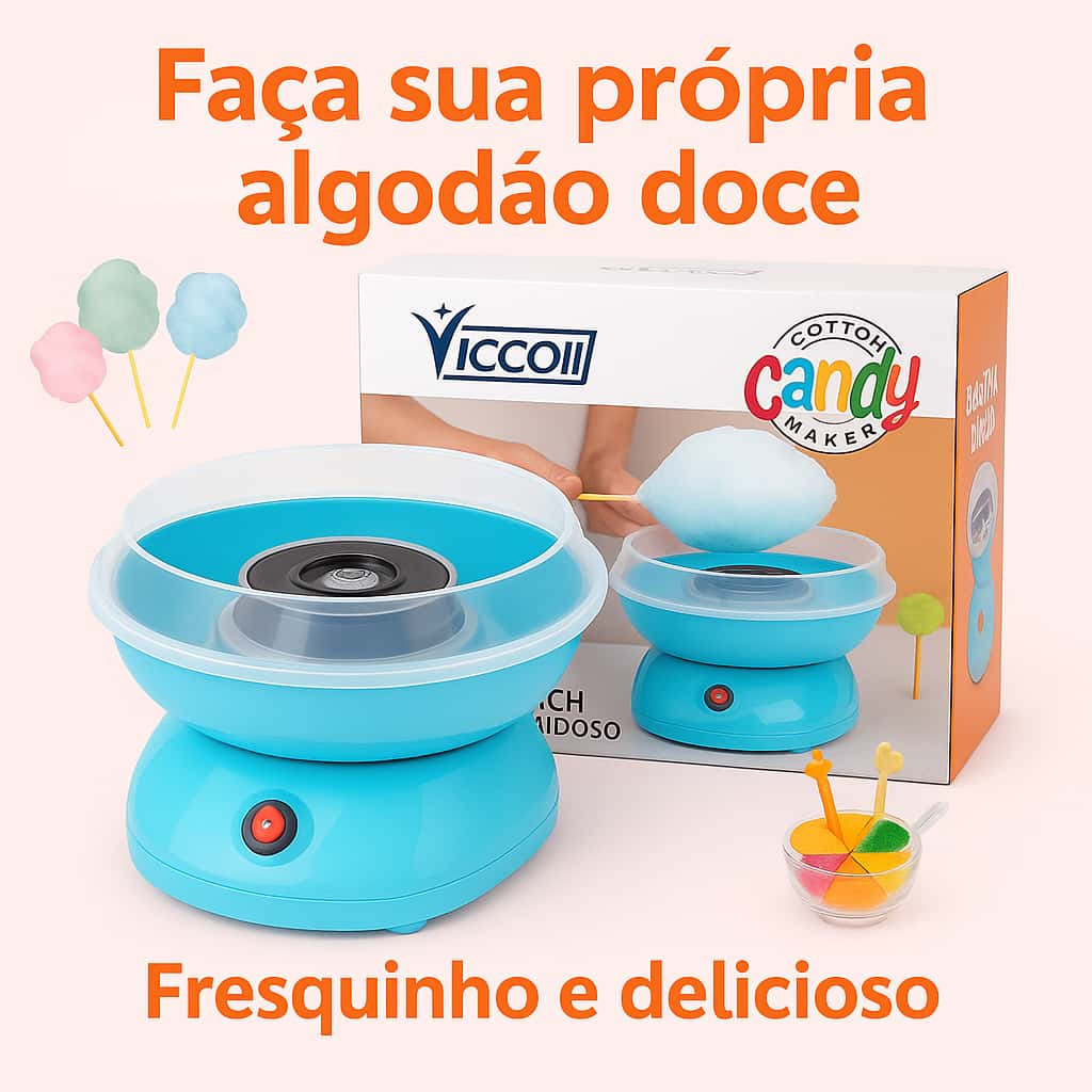 Algodão Doce Rápido 220V/110V Mini | Portátil e Fácil de Usar | Festa Infantil e Família em Oferta na Shopee