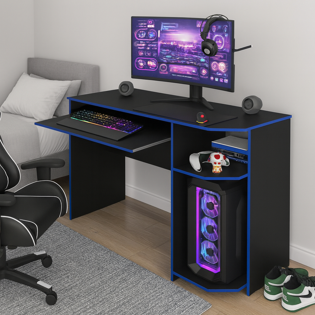 Mesa Gamer Escrivaninha Computador Notebook PC Escritótio Quarto Jogos Compacta Moderna Casa Cores