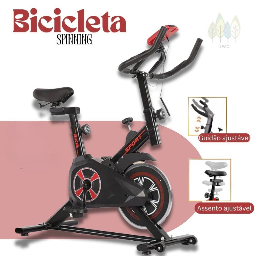 Bicicleta Spinning Ergométrica Para Exercícios Com Monitor Profissional Sport Suporta até 120kg