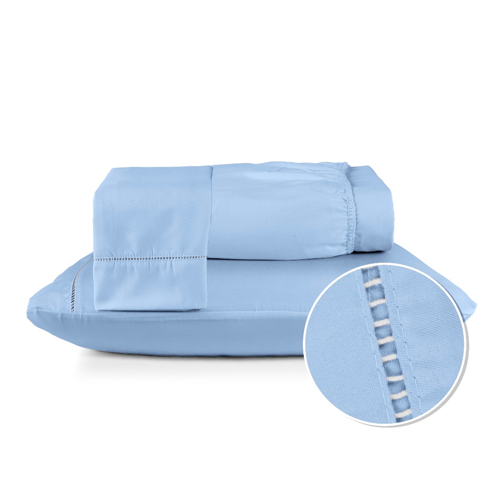 Jogo de Lençol Berço Solteiro Casal Queen King 02 e 03 Peças Toque Macio 400 Fios Micropercal Com Ponto Palito