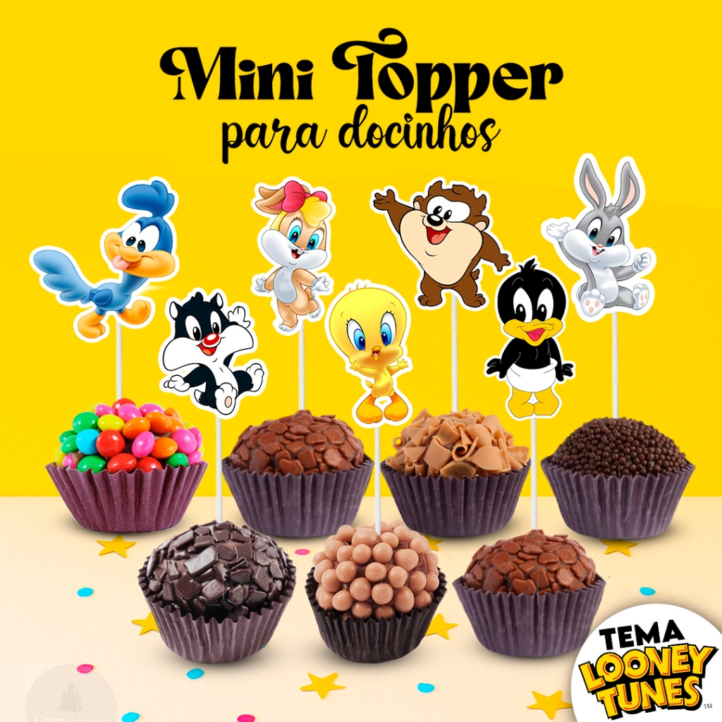 Tags Topper Para Docinhos Doces Tema Looney Tunes em Oferta na Shopee