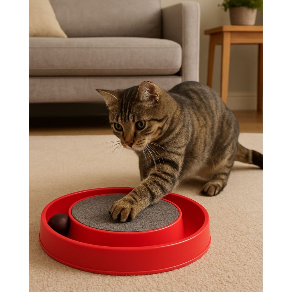 Brinquedo Arranhador Redondo Com Bolinha Interativo Relax Antiestresse Para Gatos em Oferta na Shopee