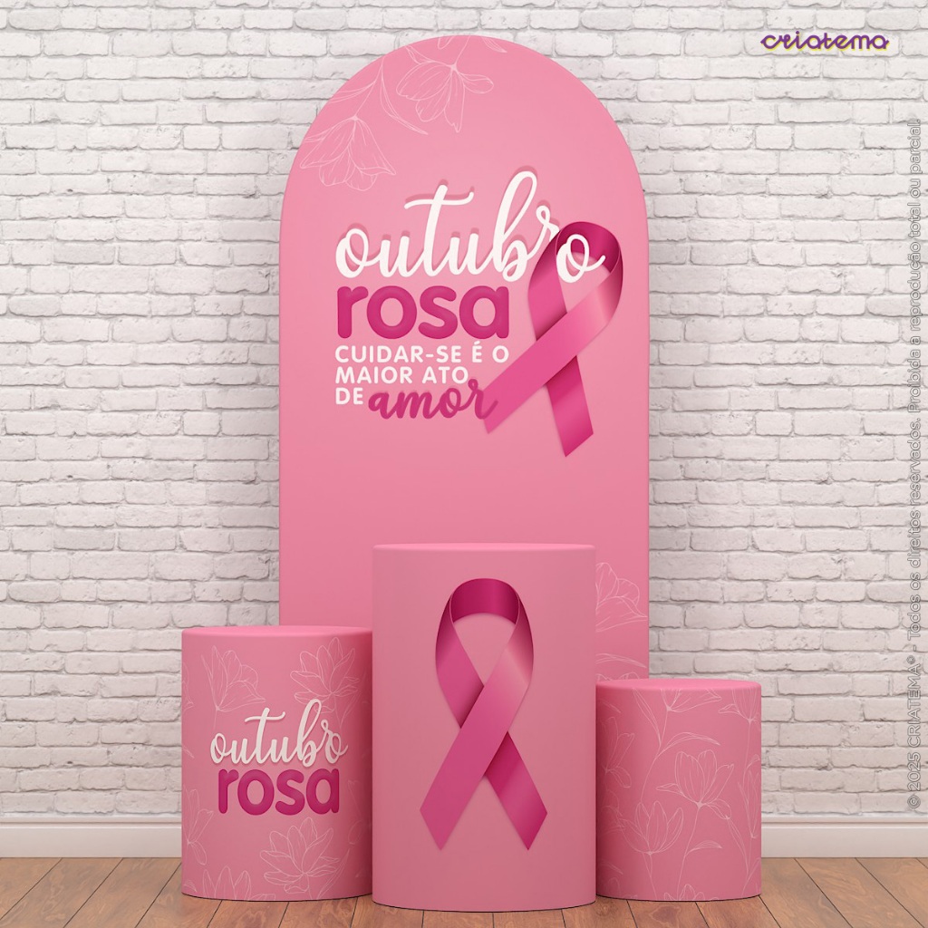 Painel Romano Setembro Amarelo/Outubro Rosa Conscientização + Trio Capa Cilindro Tecido Veste Fácil — imagem 2 de 2