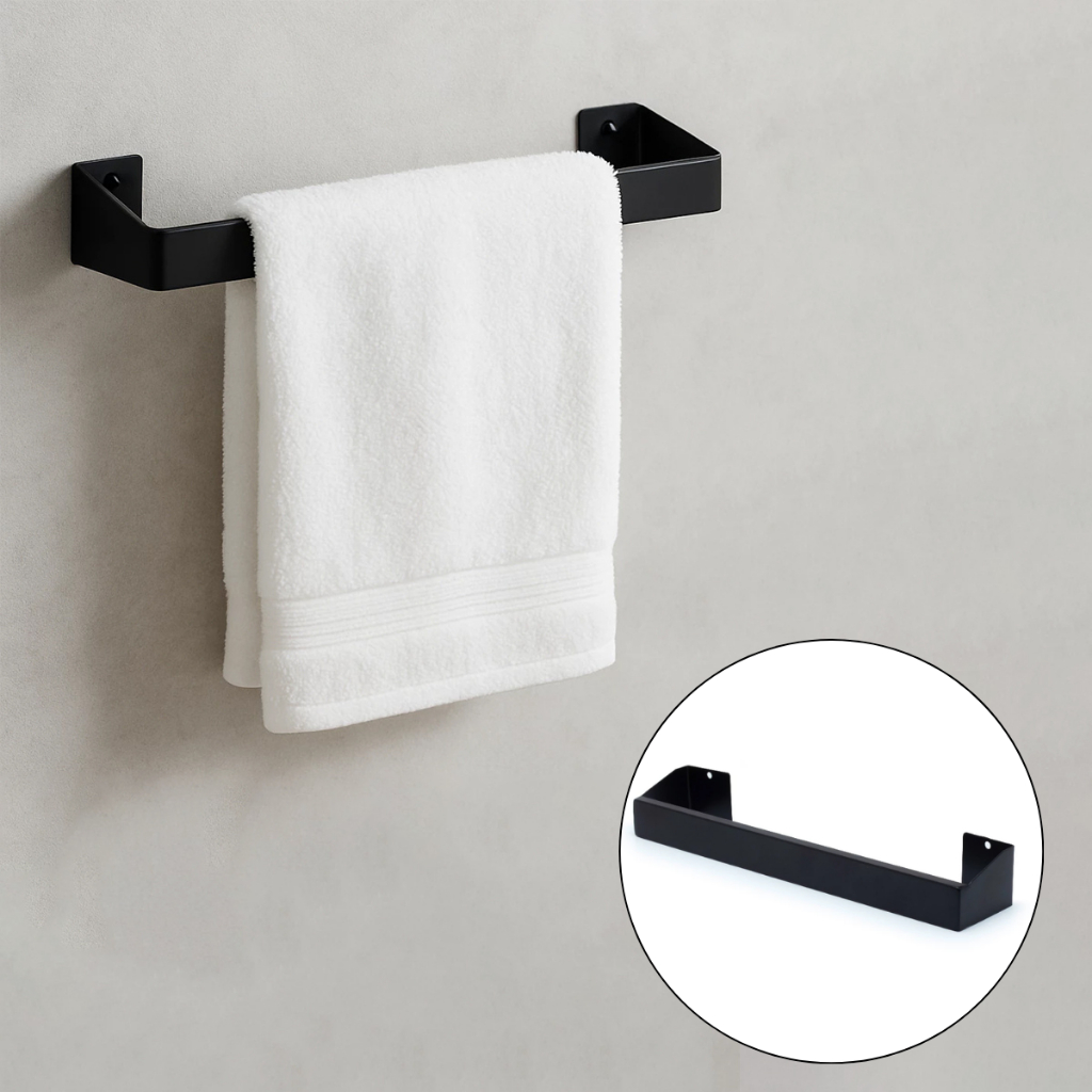 Porta Toalha Inox Preto Para Banheiro Rosto Acessorio Quadrado Toalheiro Banho Black Casa Premium em Oferta na Shopee