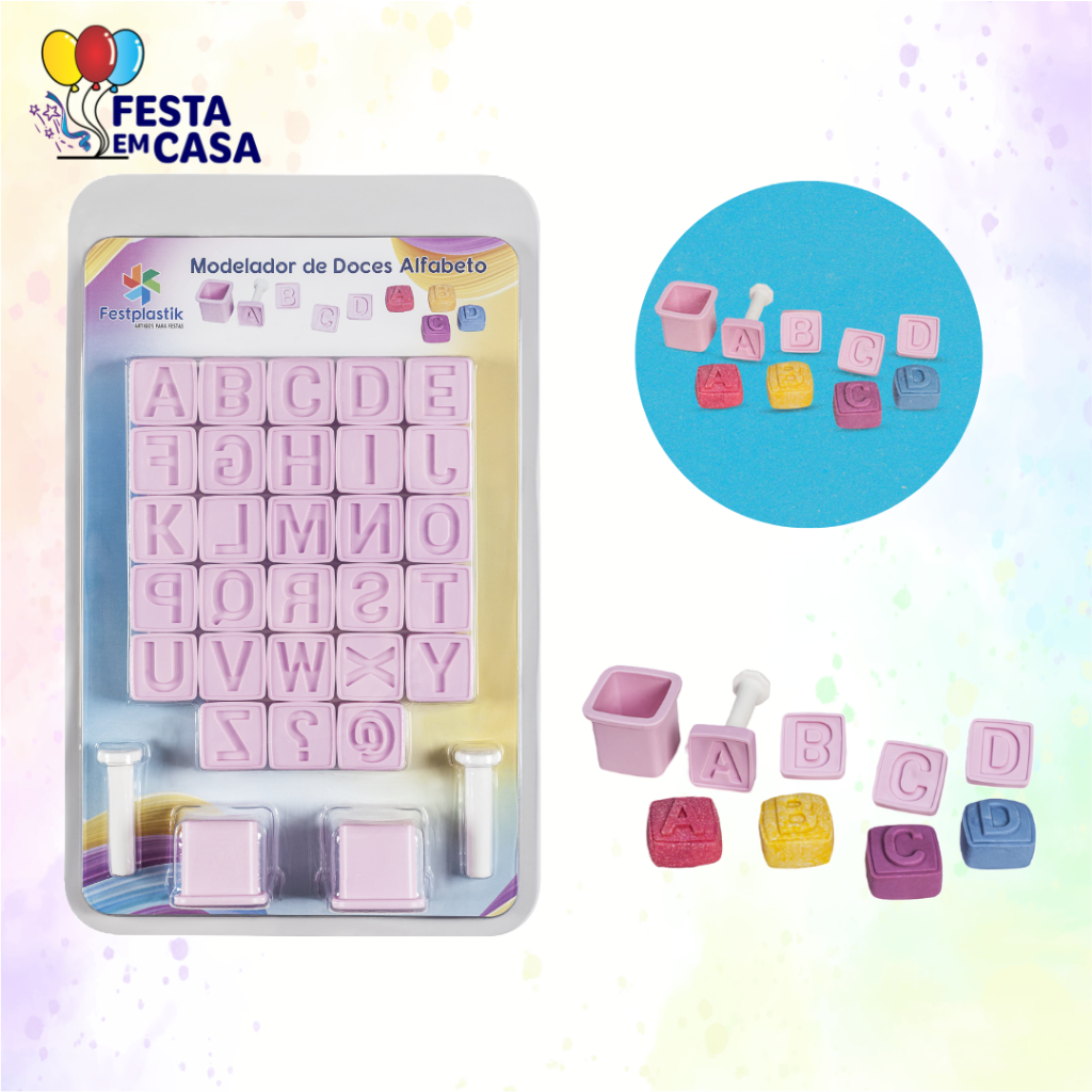 Kit Modelador de Doces Corações, Letras, Números, Páscoa, Festa Junina ou Halloween - Festplastik