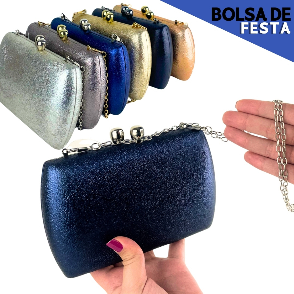 Bolsa Clutch Carteira Feminina Mão e Transversal com Alça Corrente Removível Para Festas - M-446 -SH