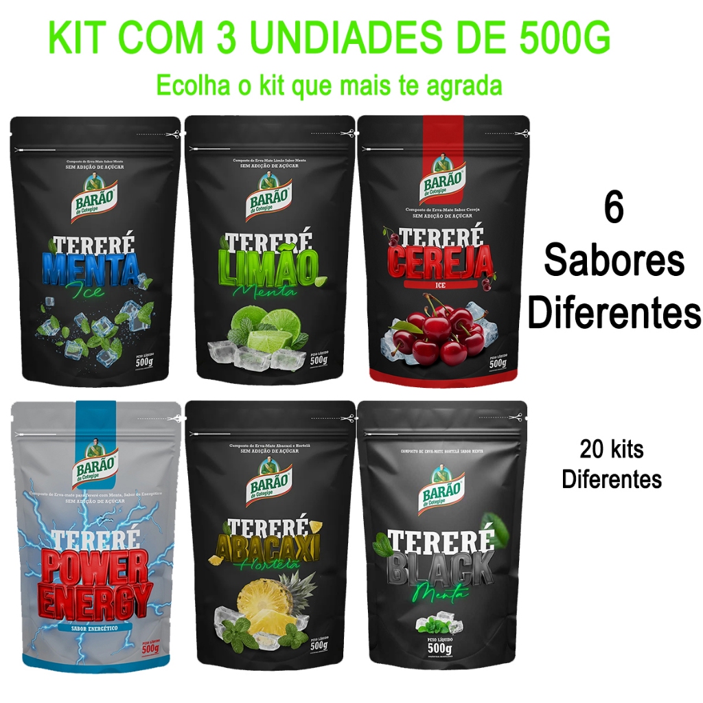[LOTE NOVO] Kit 3 Erva Mate Terere Black Barão 500g cada em Oferta na Shopee