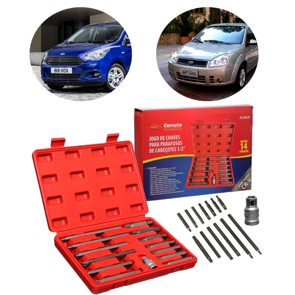 Jogo De Chaves Para Cabeçote De Carro 14 Pçs Fiat Ford Volks Ferramenta Para Motor Kit Mecânico