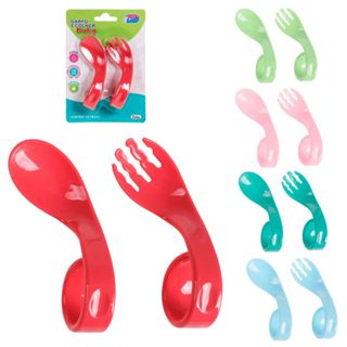 Kit 2 Peças Talheres Colher/Garfo Flexível Alimentação Infantil Bebê em Oferta na Shopee