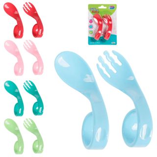Conjunto 2 Talheres Garfo e Colher Flexível Alimentação Infantil em Oferta na Shopee