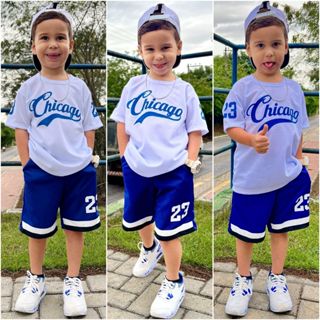 Conjunto Infantil Masculino - Camisa + Bermuda de Verão de Qualidade em Oferta na Shopee