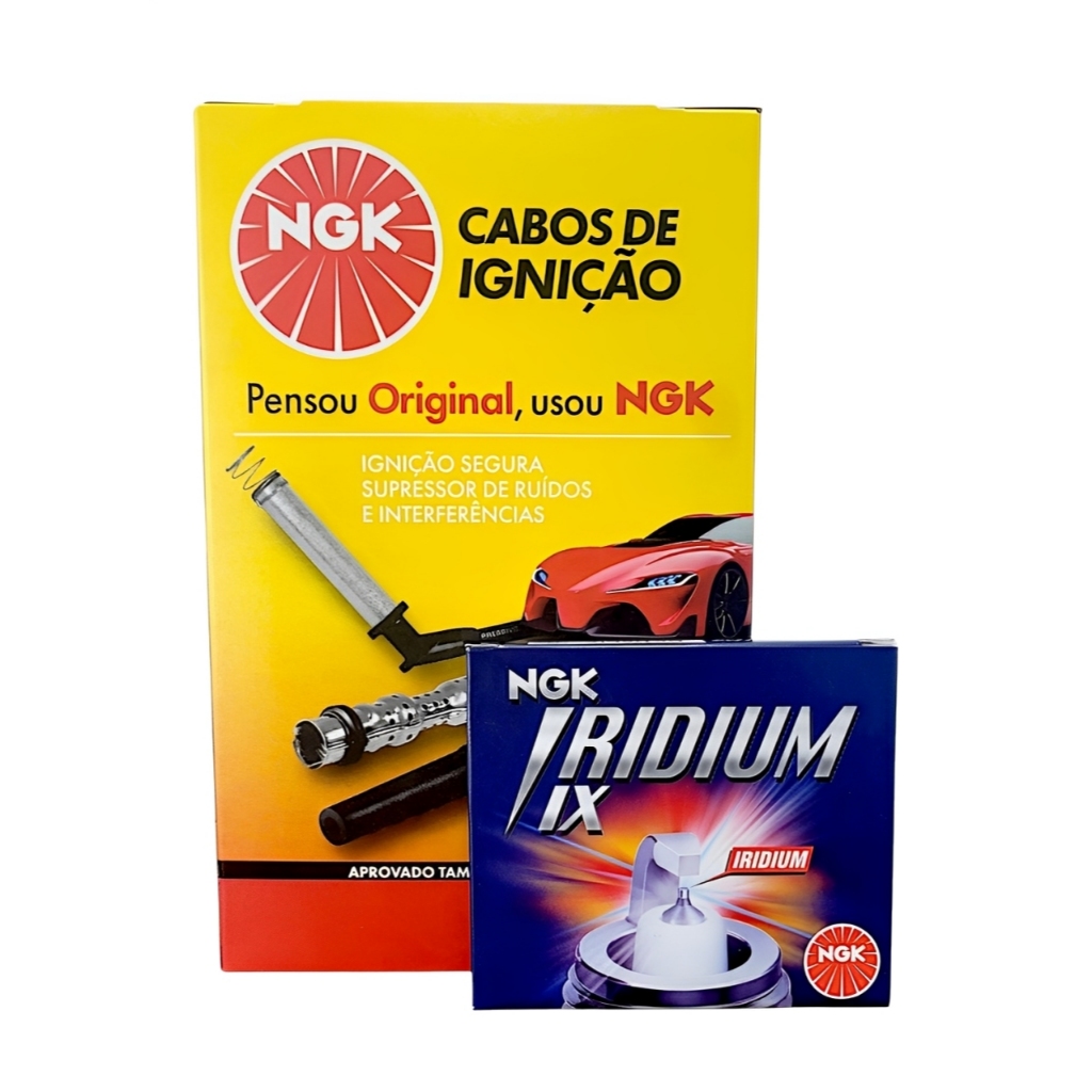 Kit Cabo E Vela Ignição Ngk Iridium Opala Caravan Comodoro Diplomata 4 Cilindros Álcool Ou Gnv Scg63 + Bpr6eix