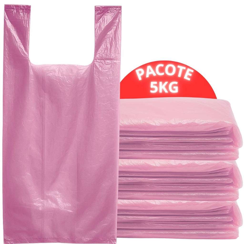 Sacola Plástica Feira 35x40 Transparente Mercado Vermelha Pacote Com 5kg