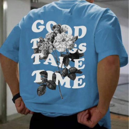 Camiseta Streetwear Good Time com Estampa Floral Unissex 100% Algodão