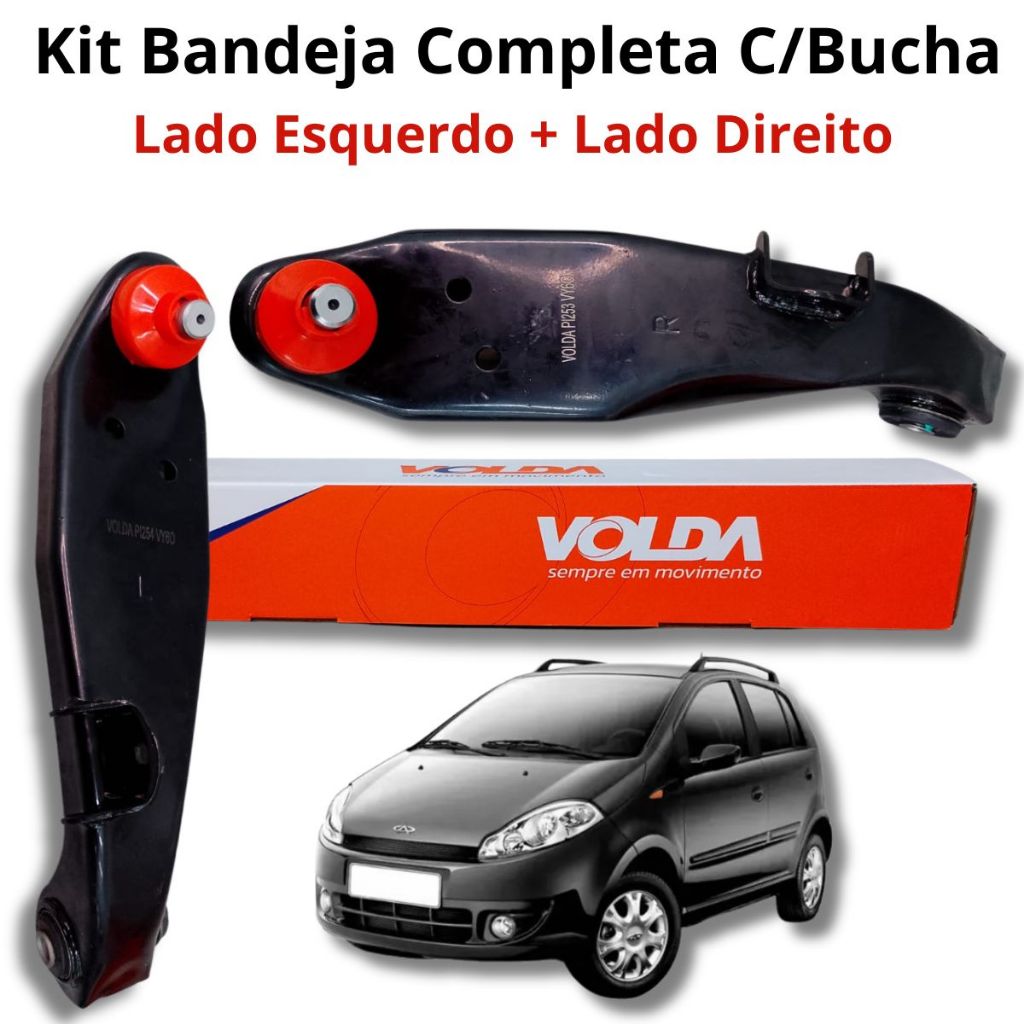 kit Completo Bandeja Dianteira C/Pivô + Bucha Para Chery Face 1.3 16v 2010 Em Diante e Chery S-18 1.3 16v 2012 Em Diante em Oferta na Shopee