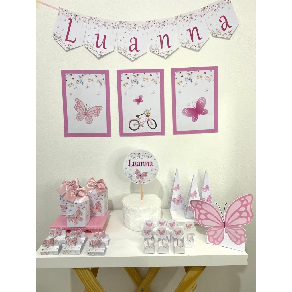 Mini Kit Festa Borboletas  Só um Bolinho | Mesversário Aniversário | Lembrancinha -Personalizadas