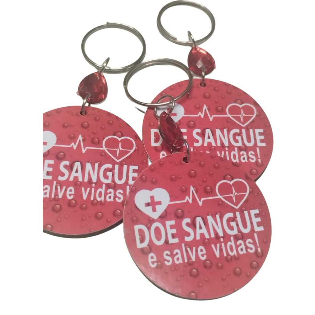Kit Chaveiros Mdf Lembrancinha Campanha Doe Sangue Vermelho