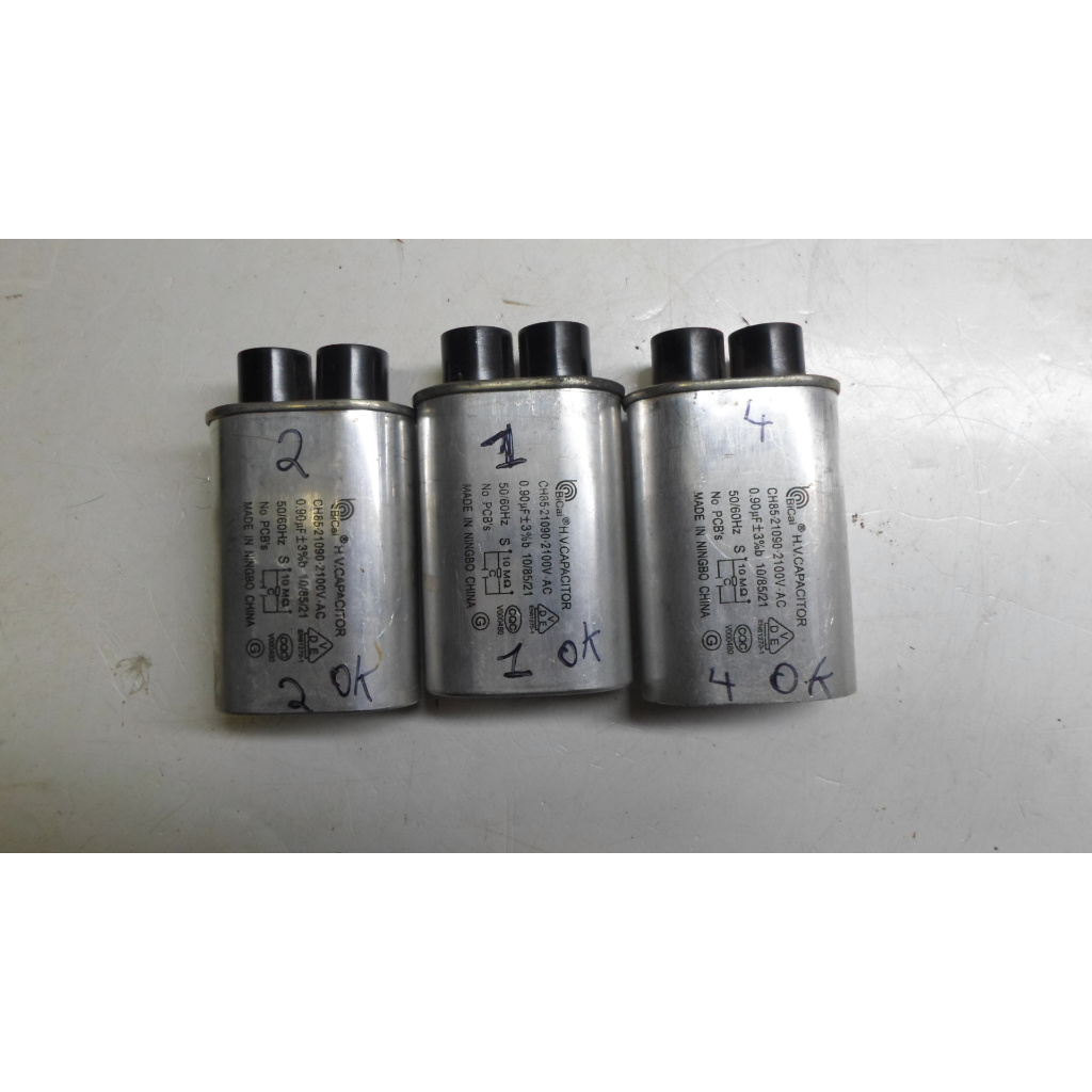 KIT CONSERTO COM 3 Capacitores de alta tensão  2100v 0,90uf  Para Microondas (usado)