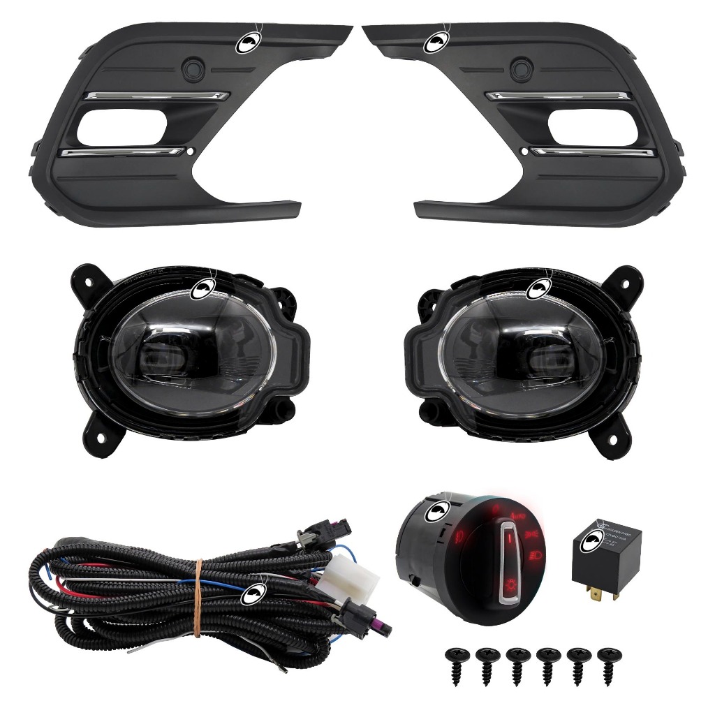 Kit Farol de Milha LED Friso Cromo Novo Polo 2023 em diante Highline Botão modelo Painel