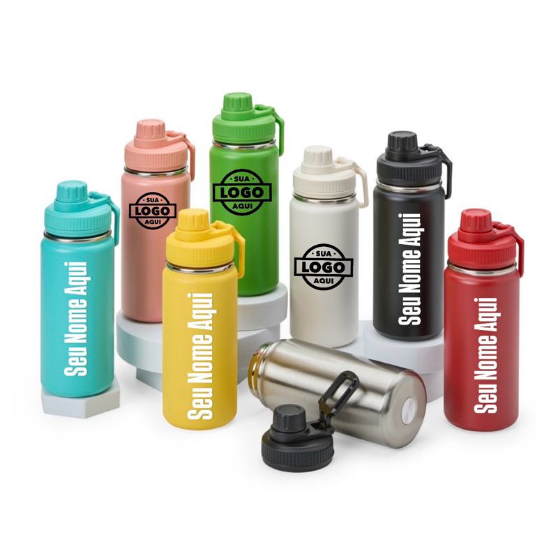 Garrafa Térmica Personalizada Inox 550ml – Parede Dupla, Conserva Quente e Frio, Portátil para Academia e Viagem em Oferta na Shopee