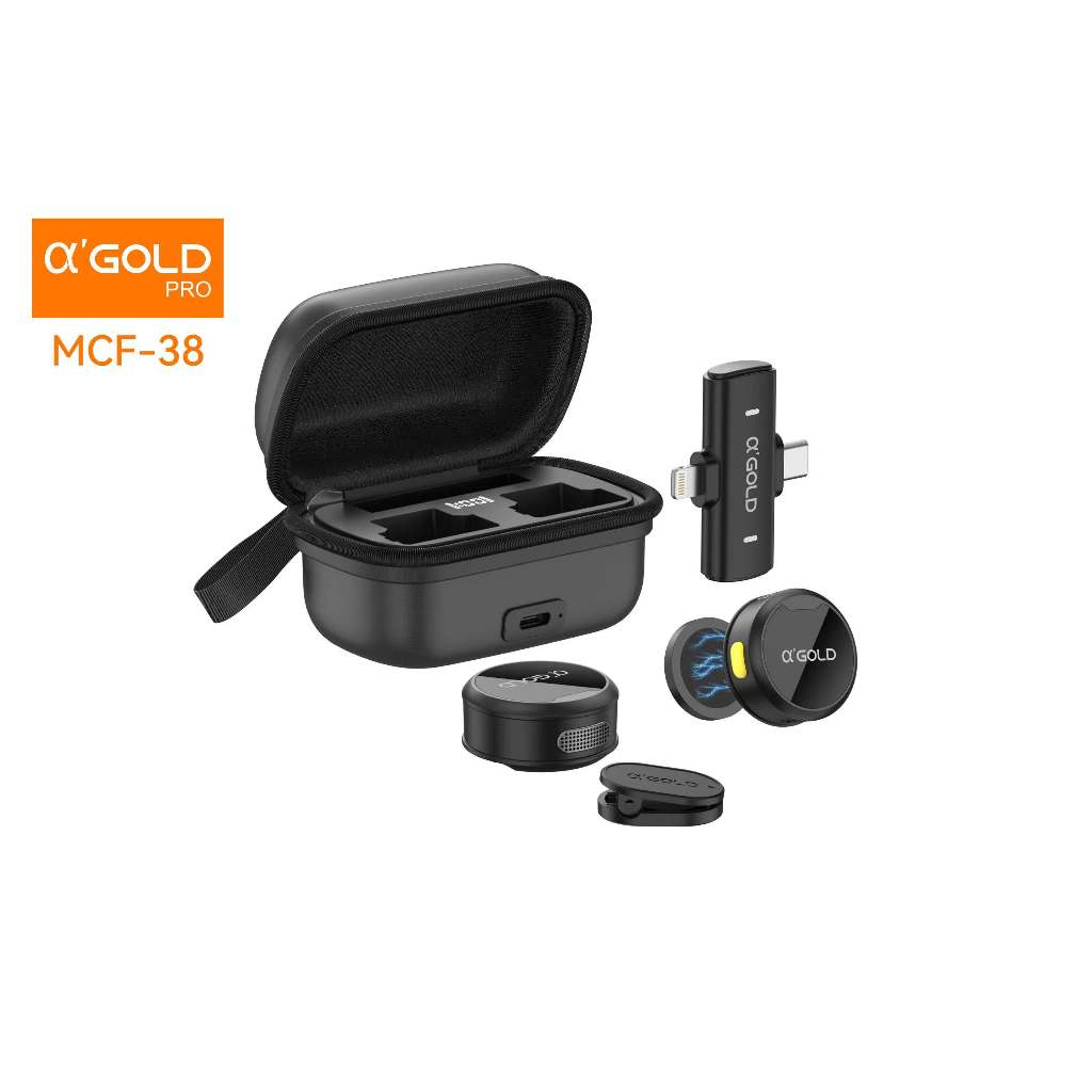 Microfone de Lapela Sem fio Magnético 2 EM 1 Type C e Lightning Agold MCF-38 em Oferta na Shopee