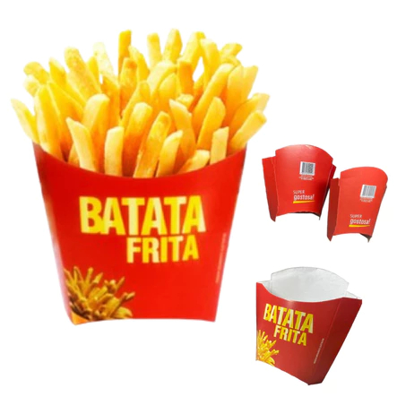 Embalagem Caixa de Batata Frita - Tamanho P C/ 50 OU 100 unidades em Oferta na Shopee