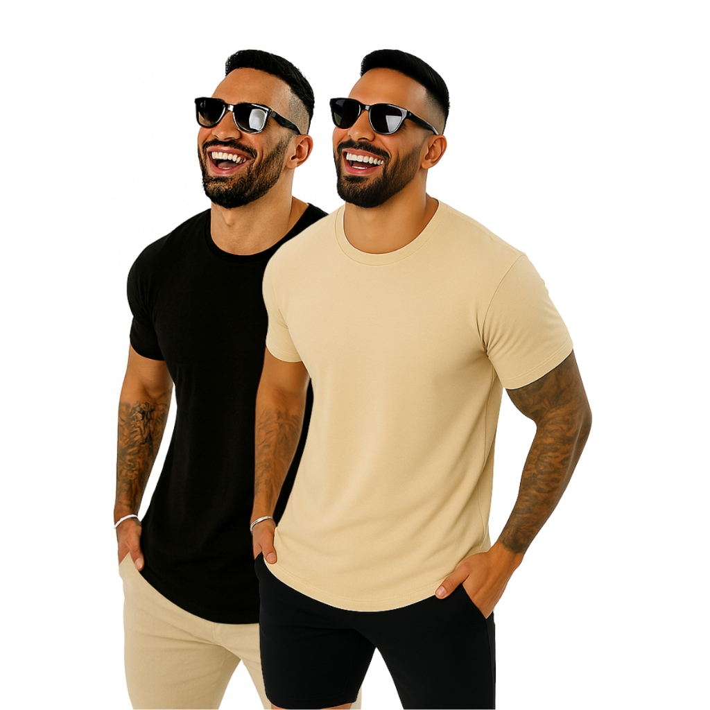 Kit Camiseta Masculina Algodão Longline Basicas Oversize Swag Lisa