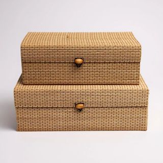 Kit 2 Porta Objetos Caixa Organizadora Bambu Retangular Ecologico Decoracao Organizacao em Oferta na Shopee