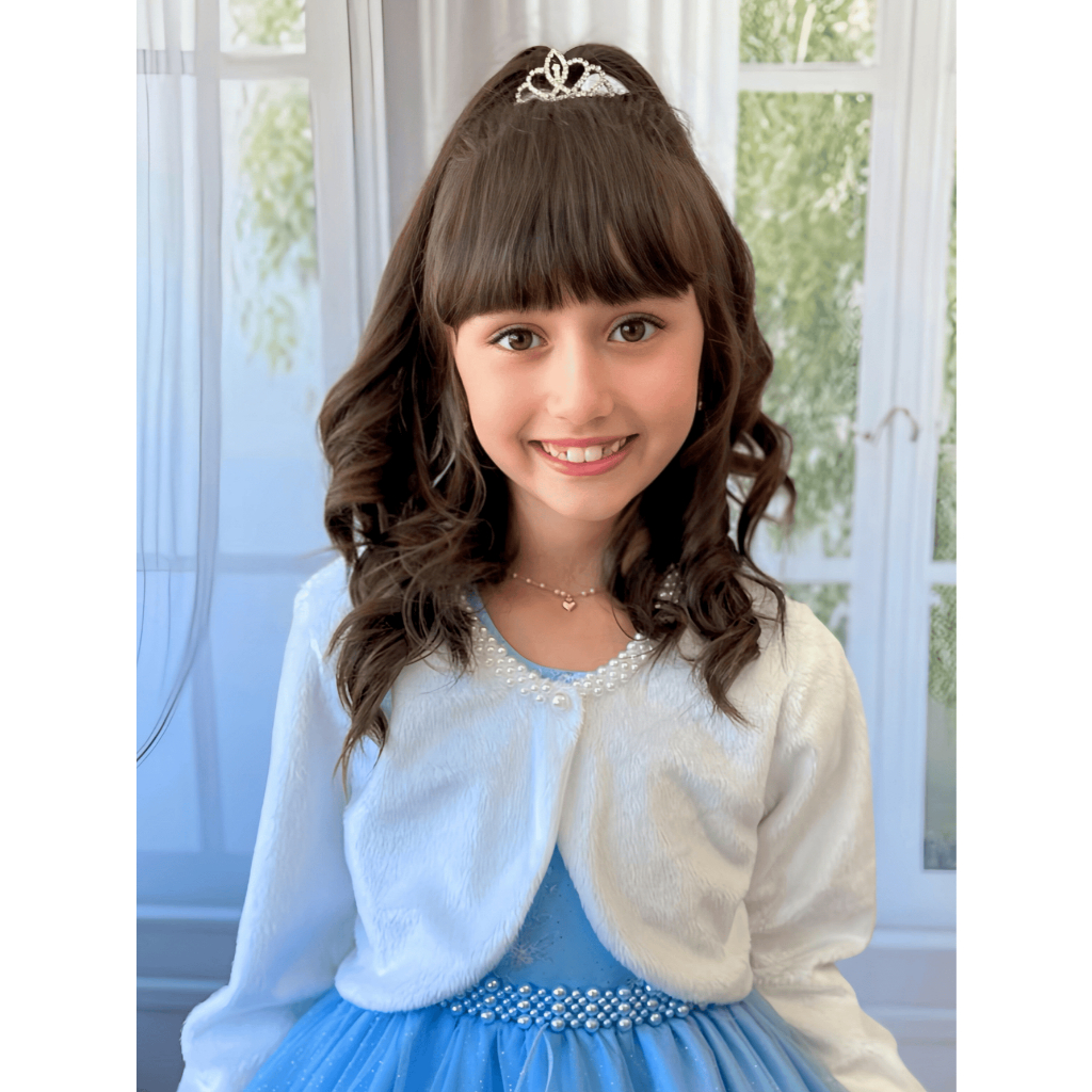 Bolero de Pelúcia Inverno Com Aplique Pérolas Forrado e Luxuoso - P ao 12