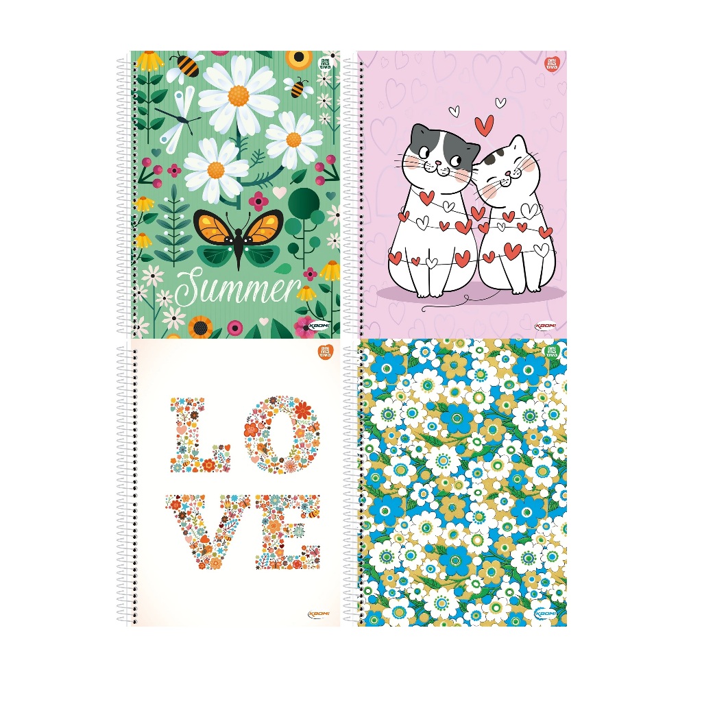 Kit com 4 Caderno universitário menina 200 folhas 10 matérias capa dura Animativa em Oferta na Shopee