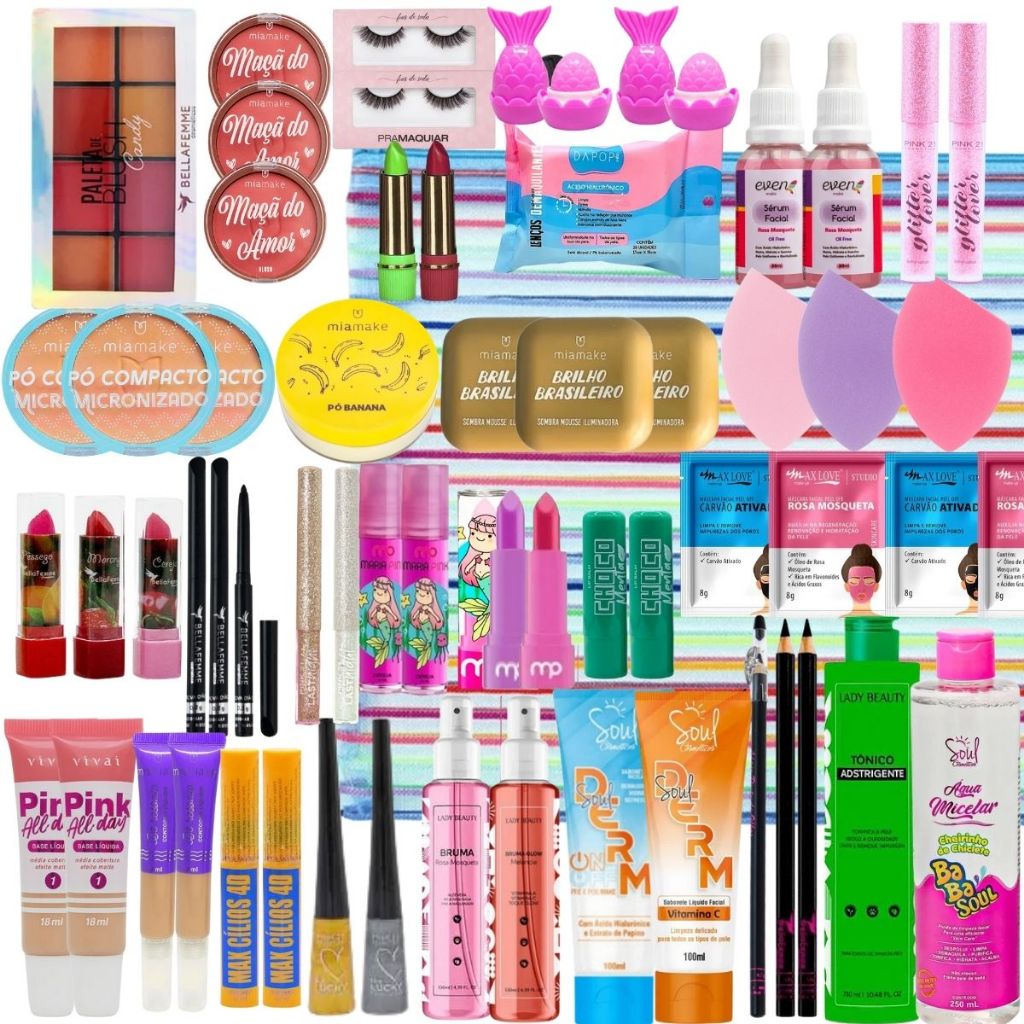 Maquiagem para Revenda Mega Kit com 60 Itens em Oferta na Shopee