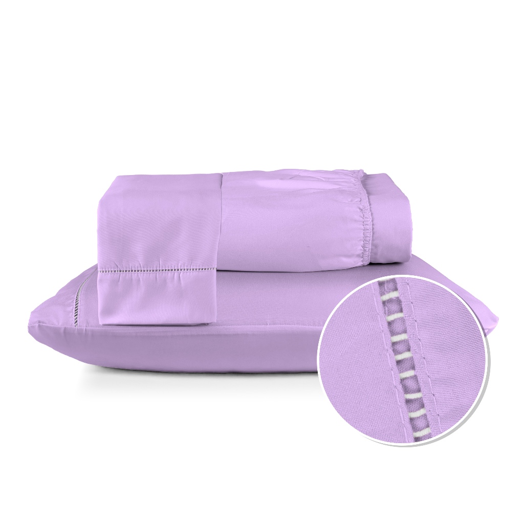 Jogo de Lençol Berço Solteiro Casal Queen King 02 e 03 Peças Extra Macio 400 Fios Micropercal Com Ponto Palito