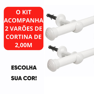 Kit com 2 Varões de Madeira Para Cortina Simples 2,00 Metros 19mm Varão com Ponteira e Suporte Completo Varias Cores em Oferta na Shopee